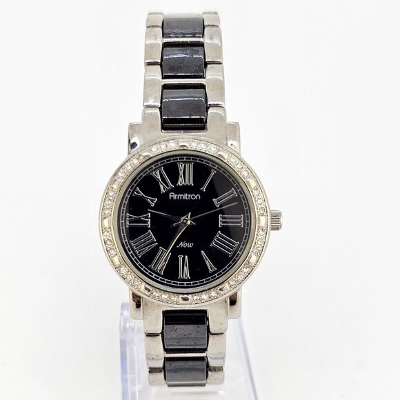 Armitron Now Women's Watch 32MM Black Dial Black Gray Band 7" New Battery - Picture 1 of 12